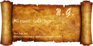 Mizsei Gábor névjegykártya